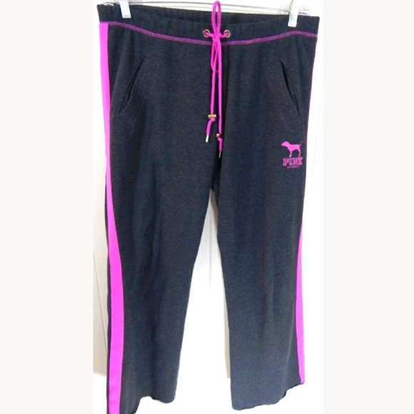 VICTORIAS SECRET PINK NEW MARLED LIMITED ED CREWNECK BOYFRIEND SWEATPANT SET NWT